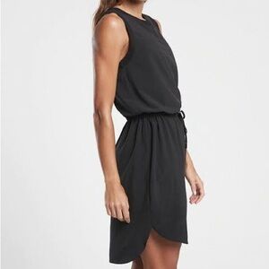 Athleta Black Rincon Sleeveless Drawstring Waist Dress LT Large Tall
